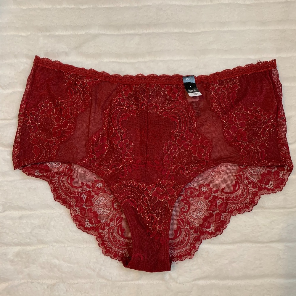 Torrid Cheeky High Waist RedGold Lurex Lacy Panty